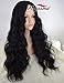 K’ryssma Realistic Looking Cheap Wigs for Black Women Christmas Long Wavy Full Machine Made Middle Part None Lace Glueless Synthetic Hair Wigs for Daily Wear Heat Resistant Black #1b 24 Inches