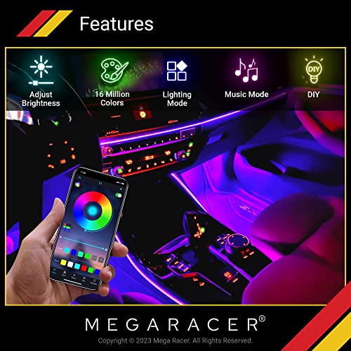 Mega Racer RGB Interior Car Lights LED Strip Lights for Car, 48 LEDs