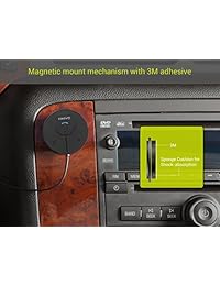 Kit de manos libres para automóvil Kinivo BTC480 Bluetooth para automóviles con conector de entrada auxiliar (3,5 mm), con montaje magnético, cargador USB de doble puerto y conectividad multipunto