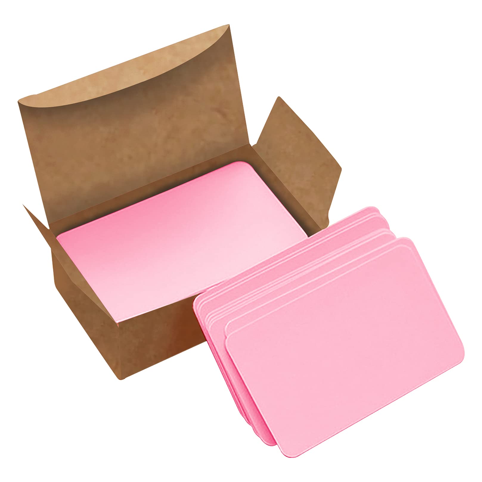 VANRA 300PCS Small Blank Index Cards 3.5x2 inches Note Cards Study Flash Cards, Word Message Gift DIY Card Kraft Paper Tags (Pink, 300/Pack)