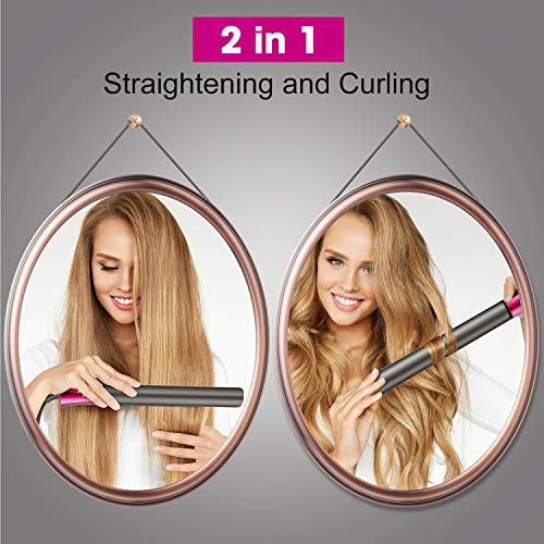 Flat Iron for Hair,GOOLEEN Professional Infrared Hair Straightener and Curler 2 in 1,1 Inch 3D Floating Titanium Plates Tourmaline Ceramic Hair Straightener with Dual Voltage LED Display 180-450â„‰
