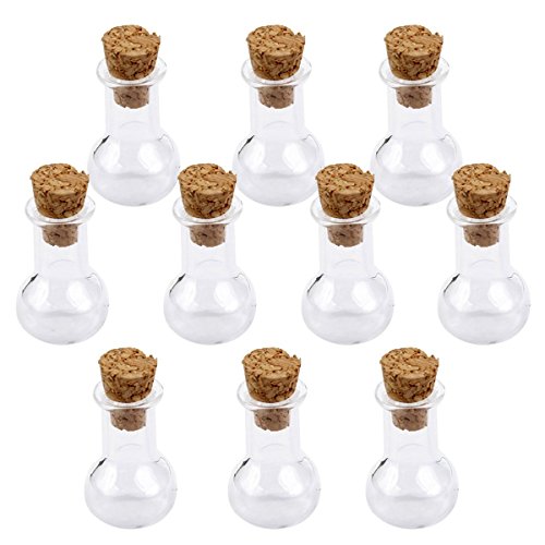 Tinksky 10pcs Bulb Shape Mini Glass Bottles Jars with Cork Wish Note Craft Bottle (Clear)