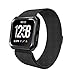 iTerk For Fitbit Versa Bands With Frame,Milanese Mesh Loop Stainless Steel Metal Replacement Wristband Bracelet Strap Magnetic Buckle Protective Case Bumper