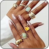 ONBRIG Chunky Rings for Women Open Adjustable Rings for Women Statement Flower Ring Stackable Rings Set