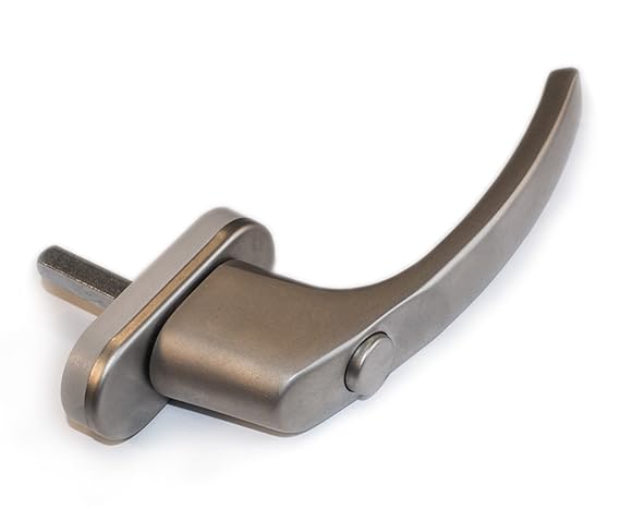 Dreh-Kipp-Fenstergriff, Aluminium, Hoppe, Satina mit druckknopf