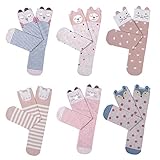 Haley Clothes Cute Girls No Heel Design Pink Elements Fox Cat Rabbit Knee High Socks (6 Pairs)