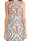 Ninimour Womens Sleeveless Aztec Print Waist Split Pencil Dress