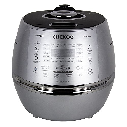 Cuckoo CRPDHSR0609F 6 Cup 120V IH Pressure Rice Cooker, Metallic The