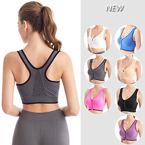 Moaly Sport BH, Ademend Zip Front Sport BH, Schokbestendig Draadloos Running Vest Yoga BH Ondergoed voor Vrouwen - Image 5