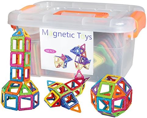 CHANVI 66 PCS Magnetic toy, Square, Triangle, Large Triangle - Deluxe Building Set