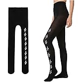 Fosrisix Sheer Piano Print Tights Musical Pontyhose for Wowen Y2k Music Garter Tights for Dating Shooting Street Snap