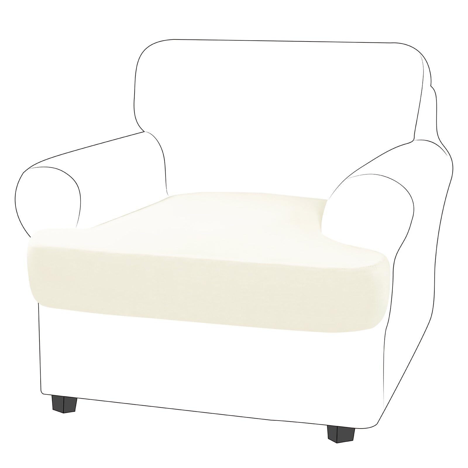 Photo 1 of molasofa T-Cushion Sofa Seat Slipcovers Set, Couch Protector for Sectional, Armchair, Loveseat - Stretch Spandex Fabric (1 Cushion Armchair,Ivory)