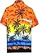 LA LEELA Beach aloha Short slevee Hawaiian Button down Shirts Men Orange_W138 XL