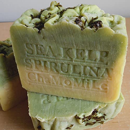 Natural Handcrafted Soap Company Handmade 7 oz. Bar Soap Fresh Organic Sea Kelp Moss with Chamomile Herb Organic Cocoa Butter Handmade !