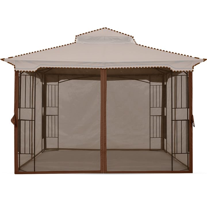 Photo 1 of MASTERCANOPY Patio Gazebo Mosquito Netting Screen Walls (10x10, Coffee)
