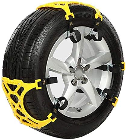 Car Tire Snow Chains, Security Chain,SUV Truck Universal Tire Anti-Skid Chains Emergency Tyre Security Belt for Winter Ice Road -Set of 3 (Yellow)