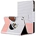 ULAK iPad Mini 4 Case, Mini 4 Case, 360 Degree Rotating Smart Synthetic Leather Stand Case Cover for Apple iPad Mini 4 (2015 Release) with Auto Sleep/Wake Function (Rose Gold/Minimal Stripes)