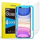 SPARIN Screen Protector iPhone 11 / iPhone XR, [4 Pack] Tempered Glass Screen Protector [Alignment Frame] [Easy Installation] iPhone 11 2019 / iPhone XR 6.1 Inch