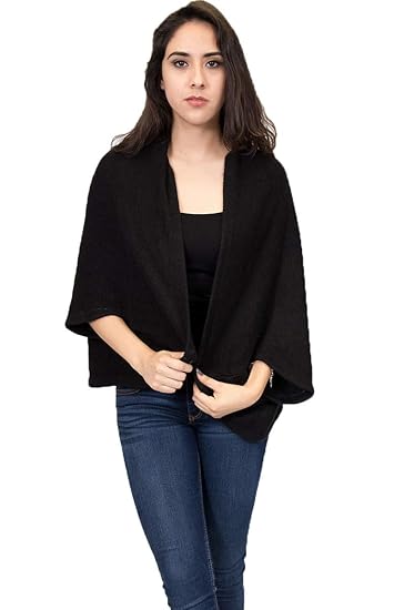 Oversize knitted sleeve cardigan. Hip length. (Black) at Amazon Womenâs Clothing store: