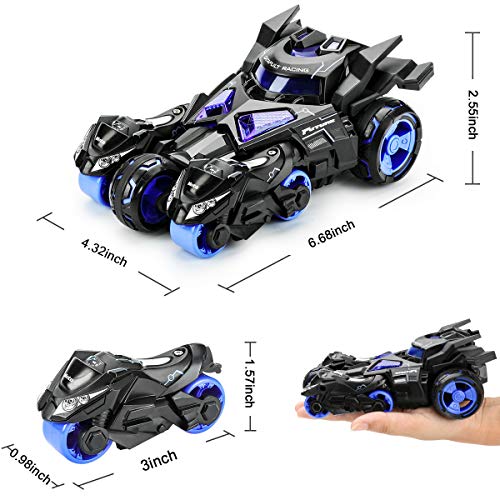 BestFire Pull Back Cars Toy, Kids Toy Large Push and Go Car with 2 Catapult Motorcycles, Sound and Lights Model Vehicle Car Toy, Birthday Party Gift Cool Present for Boys Girls Toddlers