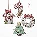 Kurt Adler 1 Set 4 Assorted Clay Dough 4 Inch Christmas Cookie Christmas Tree, Candy Cane, House And Wreath Ornaments