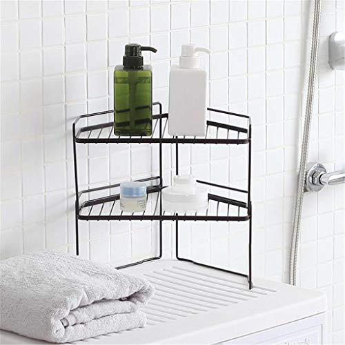 Samoii 2-Tier Iron Triangle Standing Rack Kitchen Bathroom Storage Shelf Holder Spice Rack Cabinet and Counter Shelf Organizer