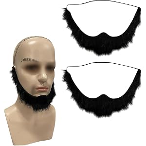 UUYYEO 2 Pcs Men's Chin Beard Fake Chinstrap Beard False Costume Facial Hair Cosplay Dress up Beard Mustache Presidential Bea