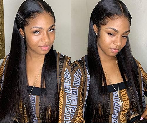 Straight Lace Front Wigs Human Hair 13X6 Frontal Wig Indian Virgin Natural Real Hair 130 Density Non Transparent Deep Part Space Glueless Pre Plucked With Baby Hair Grade 8A Mother Gift 26 Inch