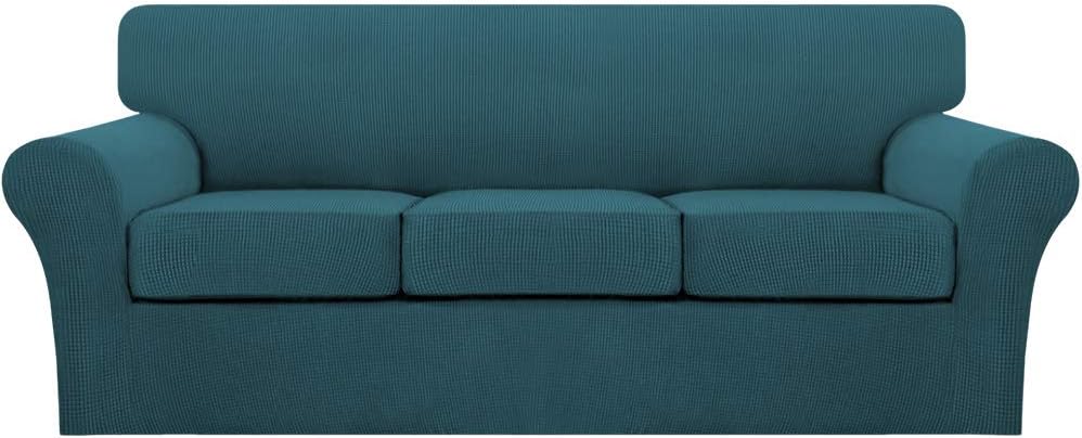 Turquoize 2 Piece Stretch Sofa Covers Chair Cover Couch Covers Slipcovers Including Base Cover and Individual Seat Cushion Covers, Thick Jacquard Customized Fitting (Small, Taupe): Kitchen & Dining