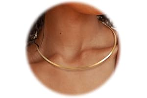 Sanfenly Choker Collar for Women 14K Gold Plated Silver Stainless Steel Metal Collar Choker Necklace Statement Open Cuff Bangle Necklace for Women