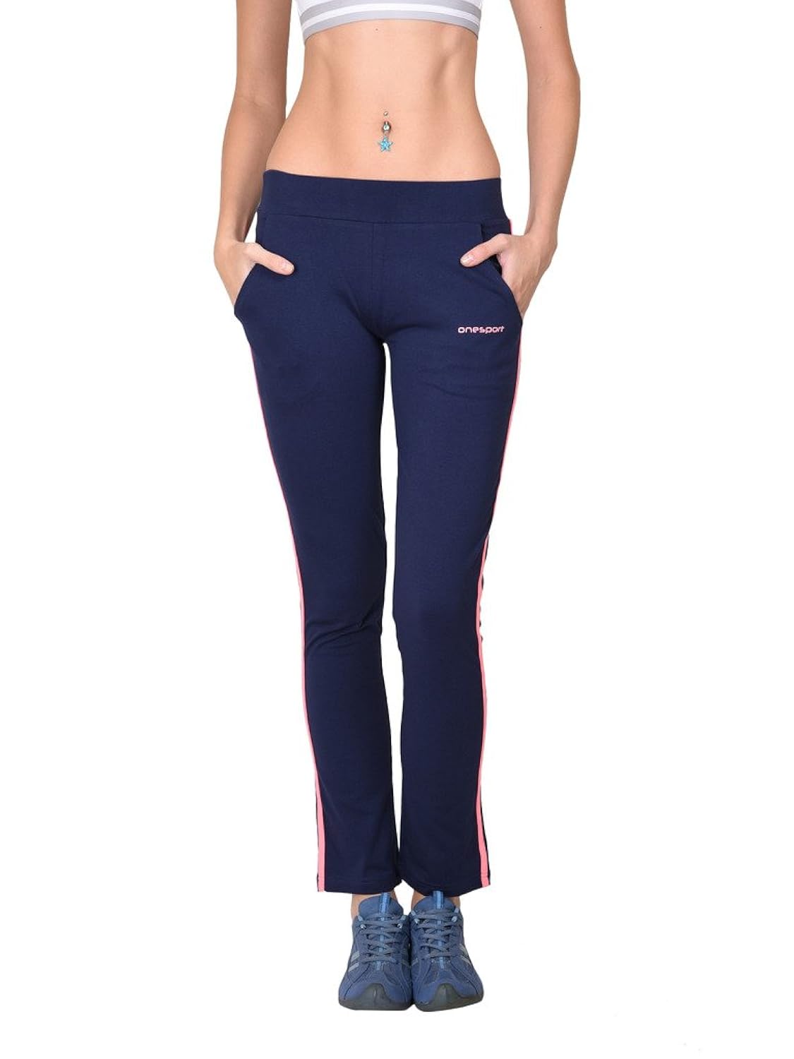 onesport women's cotton spandex jersey navy trackpants(onsp27ny-p)