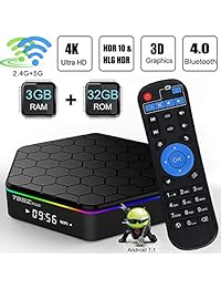 T95Z Plus Android 7.1 TV Box 3GB RAM   32GB ROM, Amlogic S192 Quad Core 64 bits Procesador, DAHOMI Compatibilidad con Streaming Media Player Kodi, 2.4ghz   5ghz WiFi, LAN Ethernet 3.280.8 ft, UHD 4k Bluetooth 4.0