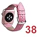 TOROTOP Pink Genuine Leather Crocodile Pattern Watch Band Replacement Strap for Apple Watch 38mm Model with Silver Deployment Clasp