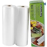 Vacuum Sealer Rolls Bag, 2 Pack 11"x50' Food Saver Bag Rolls with Cutter Box,Sous Vide Roll Bag(100 feet) Works with FoodSaver Sealers, by KitchenBoss