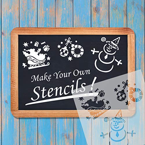 JINSEY Make Your Own Stencil - 10 Pack 6 Mil 12 x 12 inch Blank Stencil Sheets - Ideal Use Compatible & Silhouette Machines (Transparent)