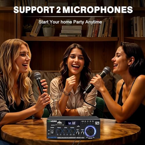 Amplificador de áudio estéreo profissional AK45 Pro, sistema de amplificação de potência sem fios Bluetooth 5.0 de dois canais de 300 W, adequado para uso doméstico, rádio FM, USB e controlo remoto