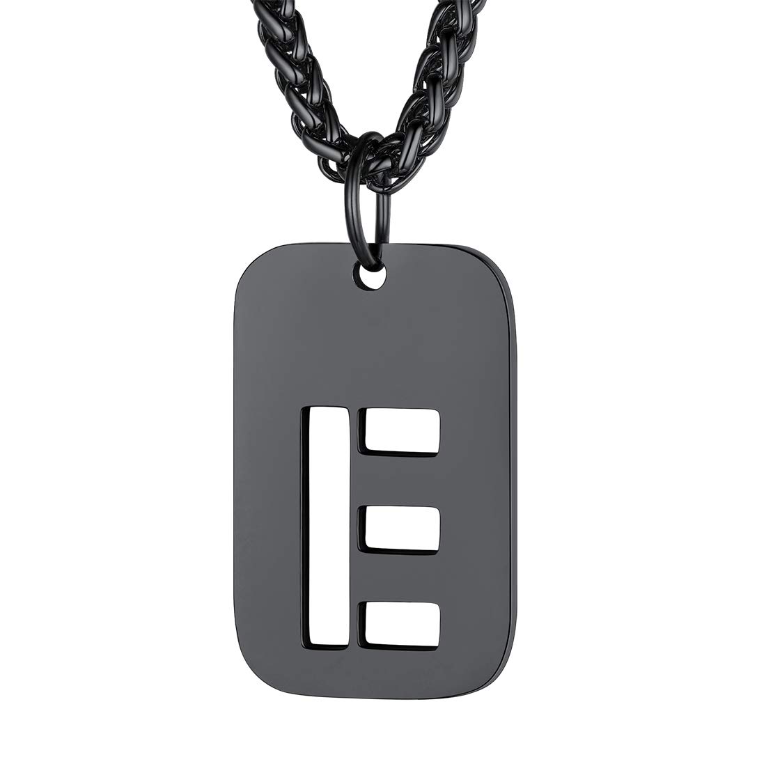 FindChic Dog Tag Chain Necklace Chain Letters E Necklace with Initial