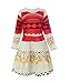 ReliBeauty Girls Princess Moana Costume Long Sleeve Dress up, Red, 2T-3T