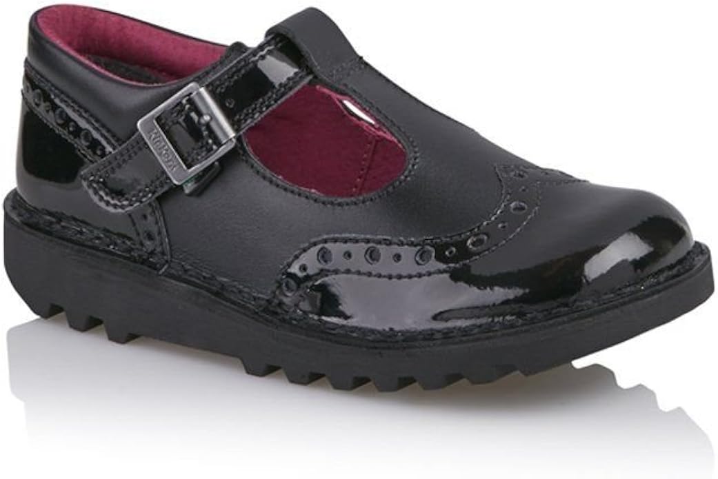 Kickers Girls Kick T BROGE T BAR Velcro Leather School Shoes Youth/Adult Sizes (4) Black Amazon
