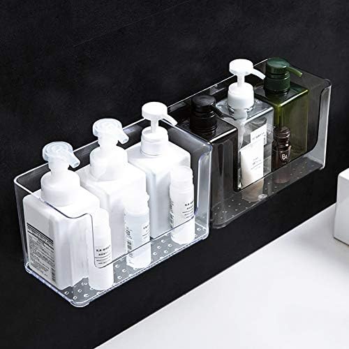 Yoillione 浴室収納ラック バスラック 洗面所収納 ボックス 風呂場オーガナイザー 小物収納ボックス 水切り 置き 壁掛け式 省スペース 2way 超長18cm強力粘着固定 グレー