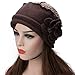 Lawliet Flower Trimmed Womens Wool Beanie Cap Dress Crochet Hat A125 (Brown)