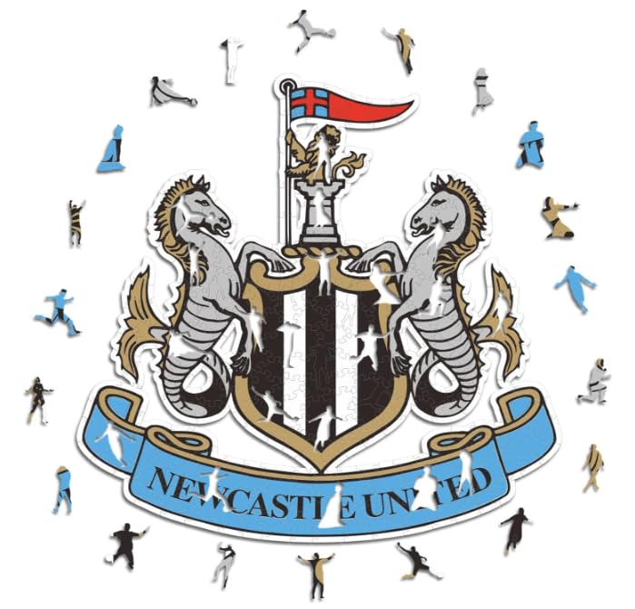 Iconic Puzzles, Newcastle United FC Crest, 100% eco-sustainable wooden puzzle with official license, size S, 150 pieces