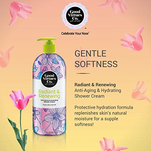 Good Virtues Co. Gift Set Anti-Aging & Hydrating Shower Cream for Women, for All Skin Types with Organic Black Seed Oil, Deep Moisture for Skin (23.7 oz), Pack of 2, Free from Parabens