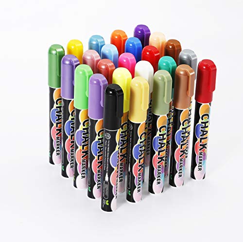 Liquid Chalk Markers, CuleedTec 12 Colors Premium Window Chalkboard Neon Pens, Painting and Drawing for Kids and Adults, Chalkboard Safe Dustless Wet Erase Paint Pens (2-6mm Reversible Tip)