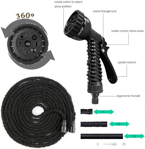 ACOLOMU Expandable Garden Hose 100ft, Hosepipes for Garden 30m, Retractable Hose Pipe Flexible Stretch Water Hoses for Home Lawn Car with 7 Function Professional Expanding Hoses