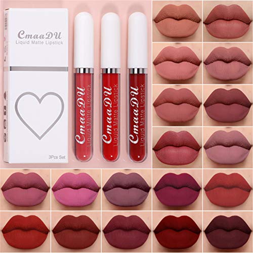 HXS Matte Liquid Lipstick Velvet Lipstick Set Waterproof Long Lasting Lip Gloss Smooth Soft Nude Sexy Matte Lip Glosses Lip Stick Makeup Set for Women Beauty Lip Gloss Cosmetics Set