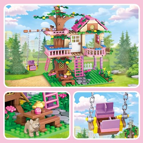 Uniiking® Tree House Building Set Compatible with Le-go Friends, 504 PCS Forest House Building Kit Birthday Gift for Kids Girls Boys Age 6+ Years