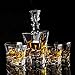 KANARS Whiskey Decanter Set - 25 Oz Crystal Liquor Decanter Carafe with 4 Rock Glasses 9 Oz For Bourbon, Scotch, Vodka, Rum or Whisky - Gift for Men Dad Husband Brother Adult Groomsmen - 5 Piece