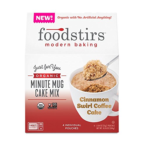 Foodstirs Organic, Non GMO Minute Mug Cake Mix Cinnamon Swirl Coffee Cake, 2.54 Ounce(Pack of 4)