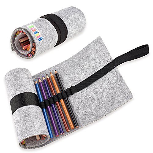 #1 pro colored pencils set with wool felt wrap - includ…